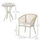 Outsunny 3 Pieces Patio Furniture Outdoor PE Rattan Bistro Set w/ Seat Cushions, Glass Table for Garden, Backyard, Beige | The Comfy Couch Canada