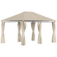 Outsunny Steel Patio Gazebo 13x10ft Soft-top Canopy Party Tent 6 Removable Curtains Khaki | The Comfy Couch Canada