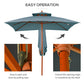 Outsunny 10x10ft Garden Market Parasol Wood Square Patio Umbrella Sunshade Canopy with 2 Pulley Pagoda Style Dark Grey | The Comfy Couch Canada