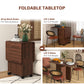 HOMCOM Drop Leaf Dining Table, Mobile Folding Table on Wheels with Drawers and Cabinet for Dining Room, Kitchen, Brown | The Comfy Couch Canada