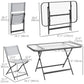 Outsunny Patio Dining Set 5 Pieces Foldable Table and Chairs Glass Top Rectangle Table Stackable Chairs Grey | The Comfy Couch Canada