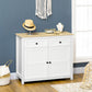 HOMCOM Contemporary Organizer: Sideboard Kitchen Storage Cabinet with Drawers, Adjustable Shelf for Entryway, Living Room, White.