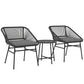 Outsunny 3 Piece Bistro Set, Wicker Outdoor Patio Furniture Set with Glass Top Table, Cushions for Balcony, Porch, Black | The Comfy Couch Canada