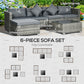 Outsunny 6 Pieces Patio Furniture Set, Rattan Wicker Sofa Outdoor Sectional Furniture Set w/ Coffee Table Cushioned Seat Mixed Gray | The Comfy Couch Canada