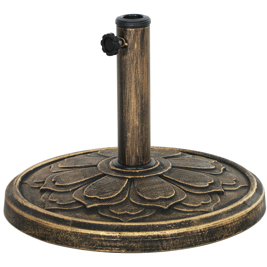 Outsunny Round Patio Umbrella Base, 26 lbs Resin Umbrella Stand Base, Outdoor Umbrella Stand for 1.3"/1.5"/1.9" Umbrella Poles for Outdoor, Lawn, Poolside, Bronze | The Comfy Couch Canada
