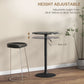 HOMCOM Adjustable Bar Table for 2, Round Pub Table with Steel Base for Home Bar, Small Dining Room, Black Marble | The Comfy Couch Canada