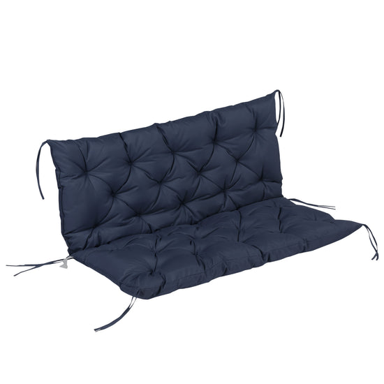 Outsunny 2-Seater Garden Bench with 4.7" Thick Cushions, Non-Slip Backrest Pad, Outdoor Patio Furniture, Navy Blue | The Comfy Couch Canada