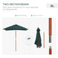 Outsunny Square Wooden Patio Umbrella: 6.6x5ft Tilt Mechanism with 6 Bamboo Ribs Sunshade, Green | The Comfy Couch Canada