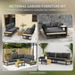 Outsunny 3 Pieces Aluminum Corner Patio Furniture Set Sectional Outdoor Sofa Set with 2 Loveseats Wood-Plastic Coffee Table Grey | The Comfy Couch Canada