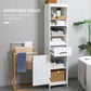 kleankin Sleek Tall Bathroom Cabinet Free Standing Slim Organizer 3-Tier Shelf Cupboard Door White | The Comfy Couch Canada