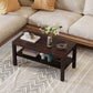 HOMCOM Walnut 2-Tier Coffee Table with Shelf: Rectangular Center Table for Living Room, Home Office Furniture | The Comfy Couch Canada
