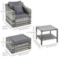 Outsunny 5-Piece Patio Wicker Set, Compact Rattan Sofa with Armchairs & Grey Cushions for Afternoon Tea | The Comfy Couch Canada