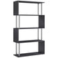 HOMCOM 5-Tier Z-Shape Bookcase: Wooden Shelves with Steel Frame for Living Room, Bedroom, Office, Black | The Comfy Couch Canada