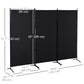 HOMCOM Minimalist Elegance Room Divider: 3-Panel Double Hinged Folding Wall Partition for Home Office, Sleek Black | The Comfy Couch Canada