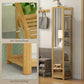 HOMCOM 6-Tier Bamboo Bathroom Shelves with Mirror, Freestanding Bathroom Rack with 6 Slatted Shelves, Nature Wood | The Comfy Couch Canada
