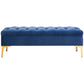 HOMCOM Velvet Upholstered Bench Button Tufted End of Bed Entryway Shoe Storage for Living Room Bedroom Decor Blue | The Comfy Couch Canada
