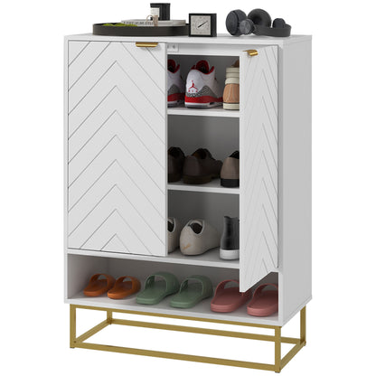 HOMCOM Entryway Shoe Cabinet, Shoe Storage Cabinet with Adjustable Shelf for 12 Pairs of Shoes, White