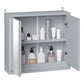 HOMCOM Grey Wall Medicine Cabinet: Mirrored 2-Tier Storage Cabinet with Hinged Door for Bathroom Organization | The Comfy Couch Canada