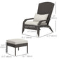 Outsunny Patio Wicker Adirondack Chair with Ottoman Outdoor Fire Pit Chair Cushions Highback Large Seat Armrests Cream White | The Comfy Couch Canada