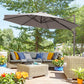 Outsunny Cantilever Hanging Patio Umbrella: 10ft 360° Rotatable Aluminum with Cross Base, Grey | The Comfy Couch Canada