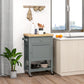 HOMCOM Kitchen Cart on Wheels, Rolling Kitchen Island Cart with Wood Top, Towel Rack, Drawer and Shelf for Dining Area, Grey | The Comfy Couch Canada
