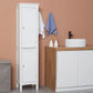 kleankin Tall Bathroom Storage Tower: Freestanding Cabinet with Adjustable Shelves & Cupboards, Pure White | The Comfy Couch Canada