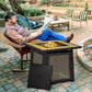 Outsunny 50,000 BTU Propane Fire Table, 28" Gas Firepit Table with Pulse Ignition, Lava Rocks, Rain Cover, Brown | The Comfy Couch Canada