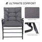 Outsunny Foldable Lounge Chair, Fabric Upholstered Recliner, Outdoor Lounger with Armrest, Metal Frame Camping Beach Chair, Grey | The Comfy Couch Canada