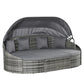 Outsunny 4 Pieces Patio Wicker Round Daybed Outdoor Rattan Garden Lounge Furniture Sets Sectional Sofa Set Grey | The Comfy Couch Canada