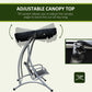 Outsunny 3-Seater Outdoor Swing Chair Bench - Adjustable Canopy, Patio Furniture for Garden, Black | The Comfy Couch Canada