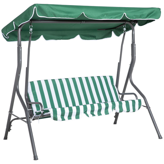 Outsunny 3-Seat Patio Swing Chair, Outdoor Porch Swing Glider with Adjustable Canopy, Removable Cushion for Garden