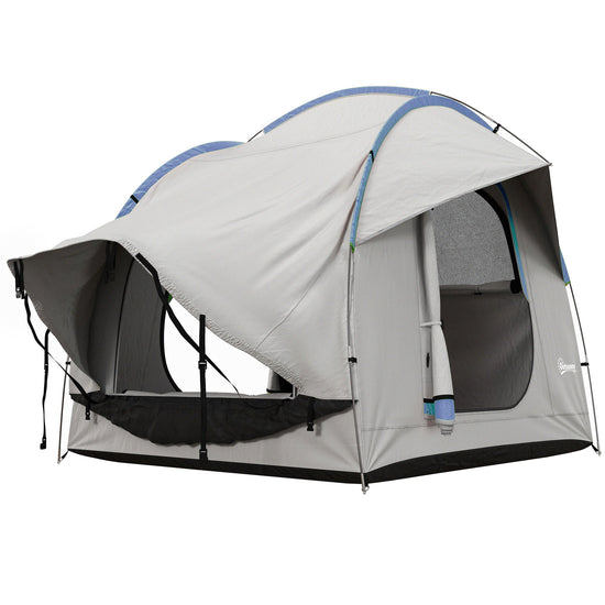 Outsunny 2000mm Waterproof SUV Tent, Car Tent with 3 Doors and Mesh Window, for 5-6 Person Camping Travel, Grey and Blue
