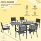 Outsunny 7PC Patio Dining Set Aluminum Expandable Table Stackable Chairs Mesh Fabric Seats Dark Gray | The Comfy Couch Canada