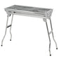 Outsunny Charcoal Grill Stainless Steel 37.8" x 13.4" Portable BBQ with Handles Tongs Cooking Camping Picnic Silver | The Comfy Couch Canada