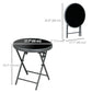 Outsunny 18" Outdoor Round Folding Table, Garden Side Table with Tempered Glass Top for Camping, Party, Weddings, Dark Grey | The Comfy Couch Canada
