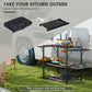Outsunny Aluminum Folding Camping Kitchen Cook Station Carrying Bag 4 Side Tables 2 Shelves BBQ RV Picnic Black.