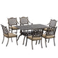 Outsunny 7PC Patio Dining Set with Umbrella Hole Cushioned Chairs Rectangle Table Outdoor Furniture Grey | The Comfy Couch Canada