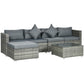 Outsunny 6 Pieces Patio Furniture Set, Rattan Wicker Sofa Outdoor Sectional Furniture Set w/ Coffee Table Cushioned Seat Mixed Gray | The Comfy Couch Canada