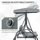 Outsunny Patio Swing Bed Convertible 3 Seater with Adjustable Canopy Cushions Dark Grey | The Comfy Couch Canada