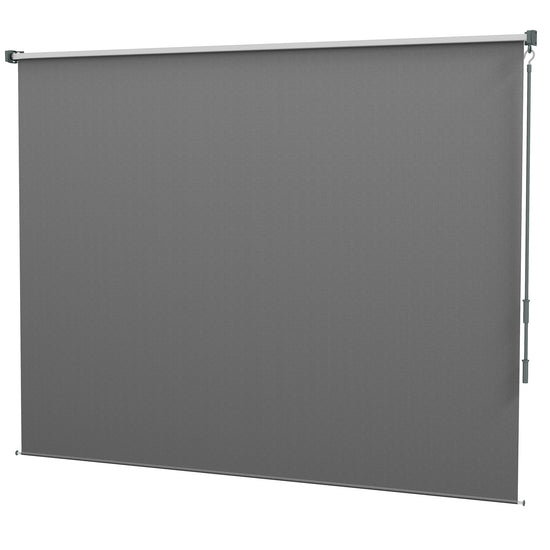 Outsunny 8x6 Patio Roller Shades, Outdoor Cordless Roll-Up Blinds for Porch & Gazebo, UV Protection, Light Grey | The Comfy Couch Canada