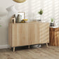HOMCOM Buffet Cabinet with Storage Modern Fluted Sideboard with Adjustable Shelves Wood Legs for Dining Room Living Room Oak | The Comfy Couch Canada