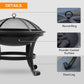 Outsunny Outdoor Fire Pit, Firepit with Mesh Lid, Poker, for Camping, Bonfire, Picnic, Black | The Comfy Couch Canada