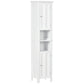 kleankin Freestanding Linen Cabinet: White Bathroom Storage with Open Shelves & Cupboards | The Comfy Couch Canada