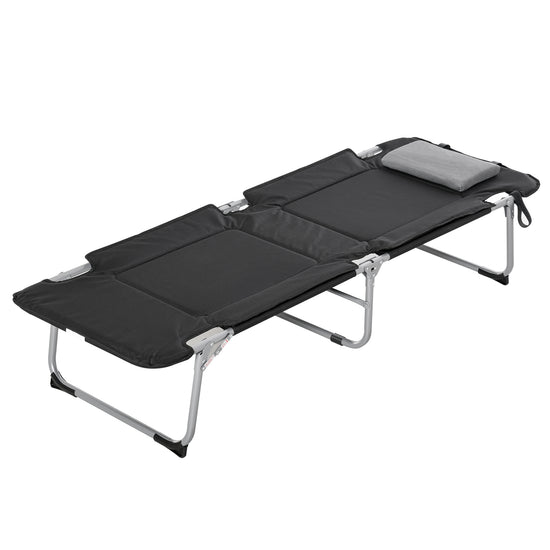 Outsunny Folding Camping Cot Sleeping Bed for Adults Office Outdoor Hiking Portable Black | The Comfy Couch Canada