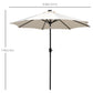 Outsunny 9ft Solar LED Patio Umbrella: Cream Outdoor Tilt Canopy with 24 Lights for Nighttime Ambiance | The Comfy Couch Canada