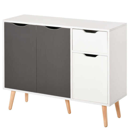 HOMCOM 28" Sideboard Sophistication: Storage Cabinet with Drawer, Solid Frame for Bedroom, Living Room, Home Office, Grey | The Comfy Couch Canada