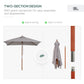 Outsunny Square Fir Wood Patio Umbrella: 6.6x5ft Tilt Mechanism with 6 Ribs Sunshade, Grey | The Comfy Couch Canada