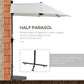 Outsunny Half Patio Umbrella 6.6x6ft with Double-Sided Canopy, Crank Handle, Base - Ideal for Garden, Balcony in Cream.