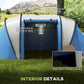 Outsunny Camping Tent with 2 Bedrooms and Living Area, 3000mm Waterproof Family Tent, for Fishing Hiking Festival, Blue | The Comfy Couch Canada