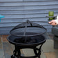 Outsunny Outdoor Fire Pit, Firepit with Mesh Lid, Poker, for Camping, Bonfire, Picnic, Black | The Comfy Couch Canada